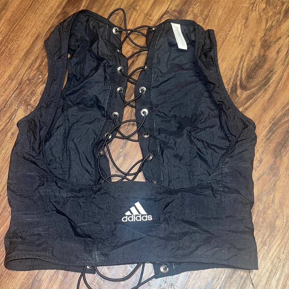 Frankie Collective reworked all black with white logo underbust corset